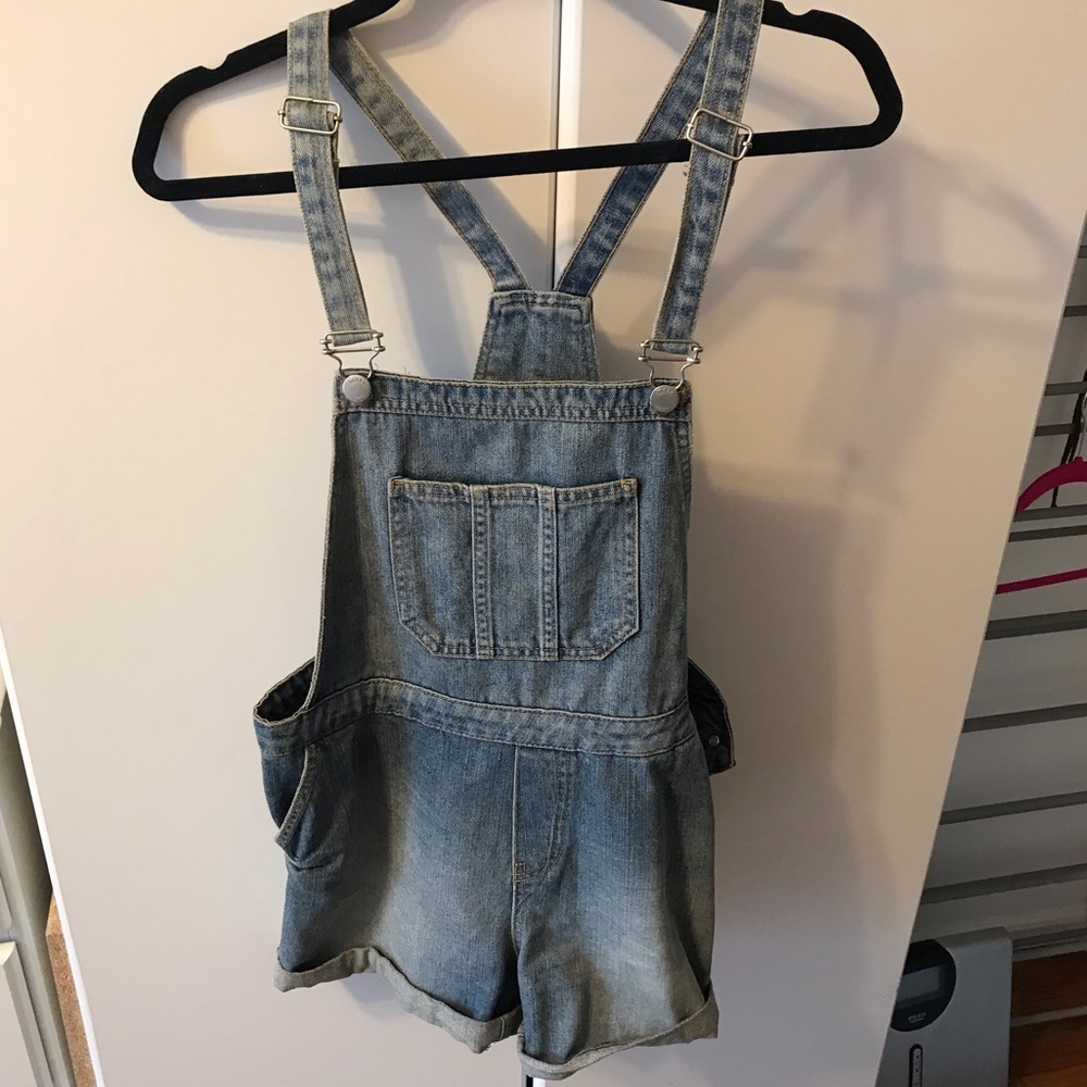Topshop Denim Overall Shorts
